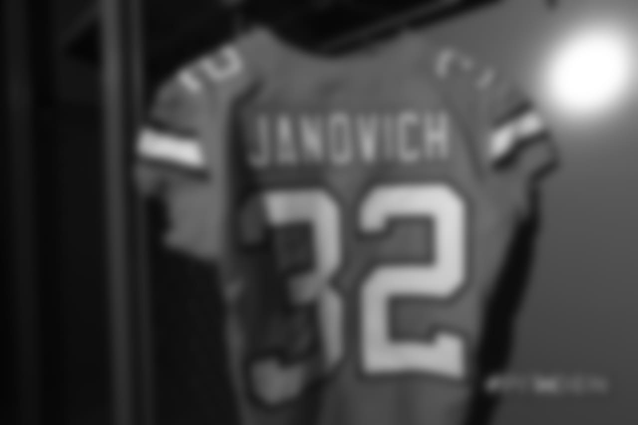 A close-up look at the Broncos' Color Rush jerseys during a photoshoot on November 20, 2018.