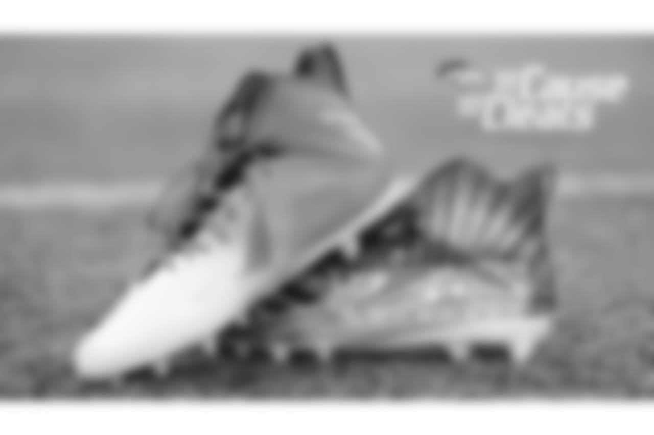 Shane Ray cleats at UCHealth Training Center in Centennial, CO, November 23, 2018.
Photo by Gabriel Christus