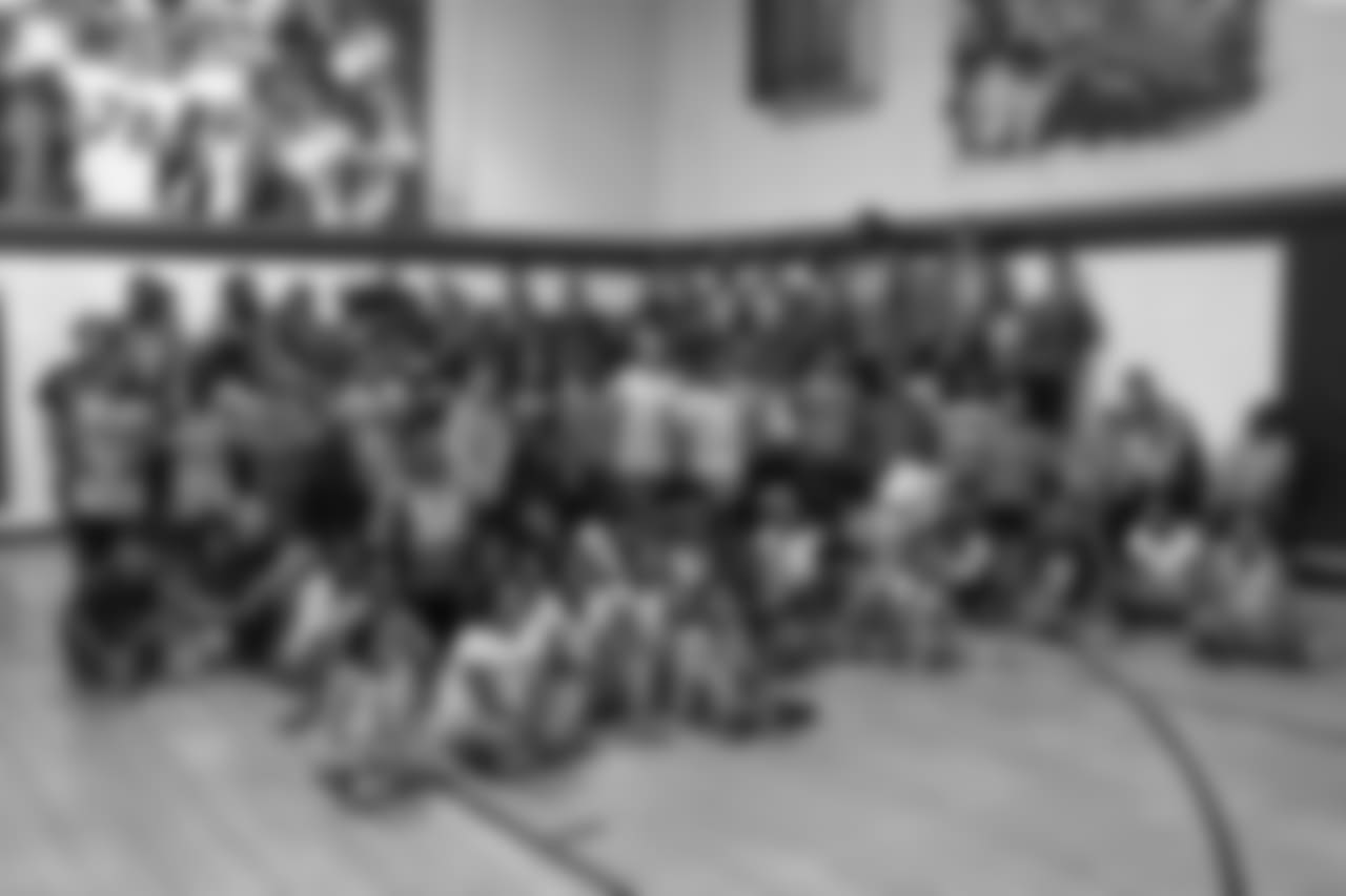 The rookies and club members pose for a group photo at the Denver Broncos Boys & Girls Club at the Broncos' third annual Rookie Community Service Day on June 11, 2018.