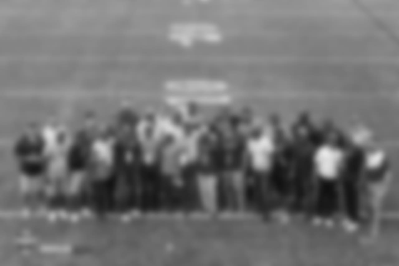 Broncos alumni, along with Head Coach Vance Joseph and Senior Personnel Advisor Gary Kubiak, during the 10th day of training camp on August 8, 2018, at UCHealth Training Center.