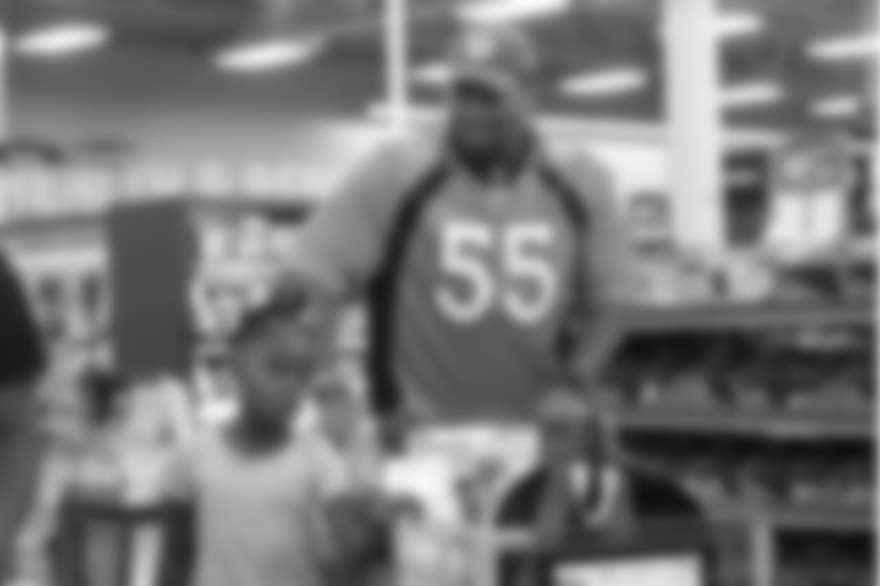 Outside linebacker Bradley Chubb (55) at the 2018 Back to School with the Broncos shopping spree on July 23, 2018. Each student received $100 for school supplies.