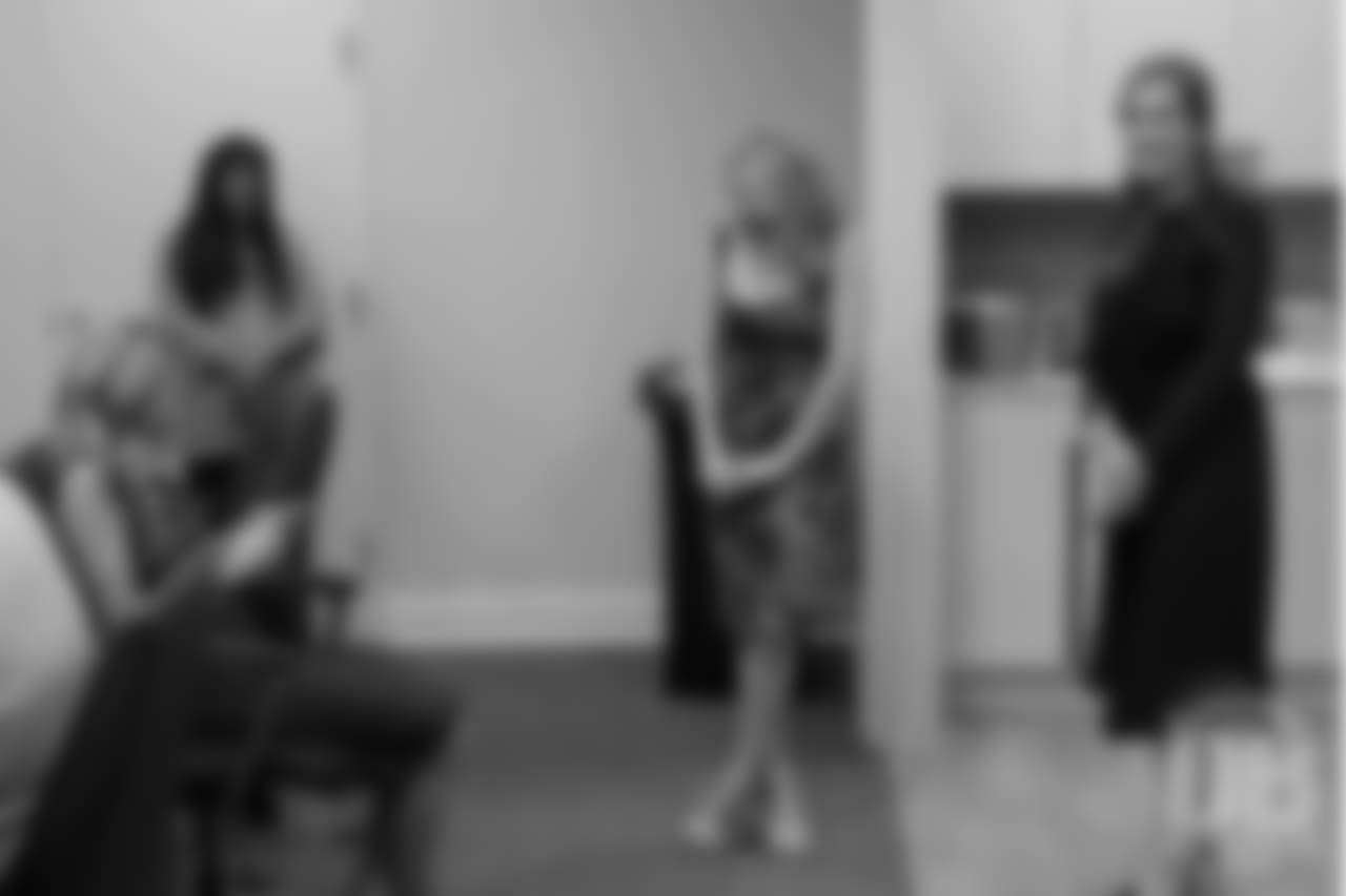 Annabel Bowlen, Christiana Bowlen and Brittany Bowlen await the knock on the door announcing the Pro Football Hall of Fame's selection of Pat Bowlen for enshrinement in the Class of 2019 on February 2, 2019.