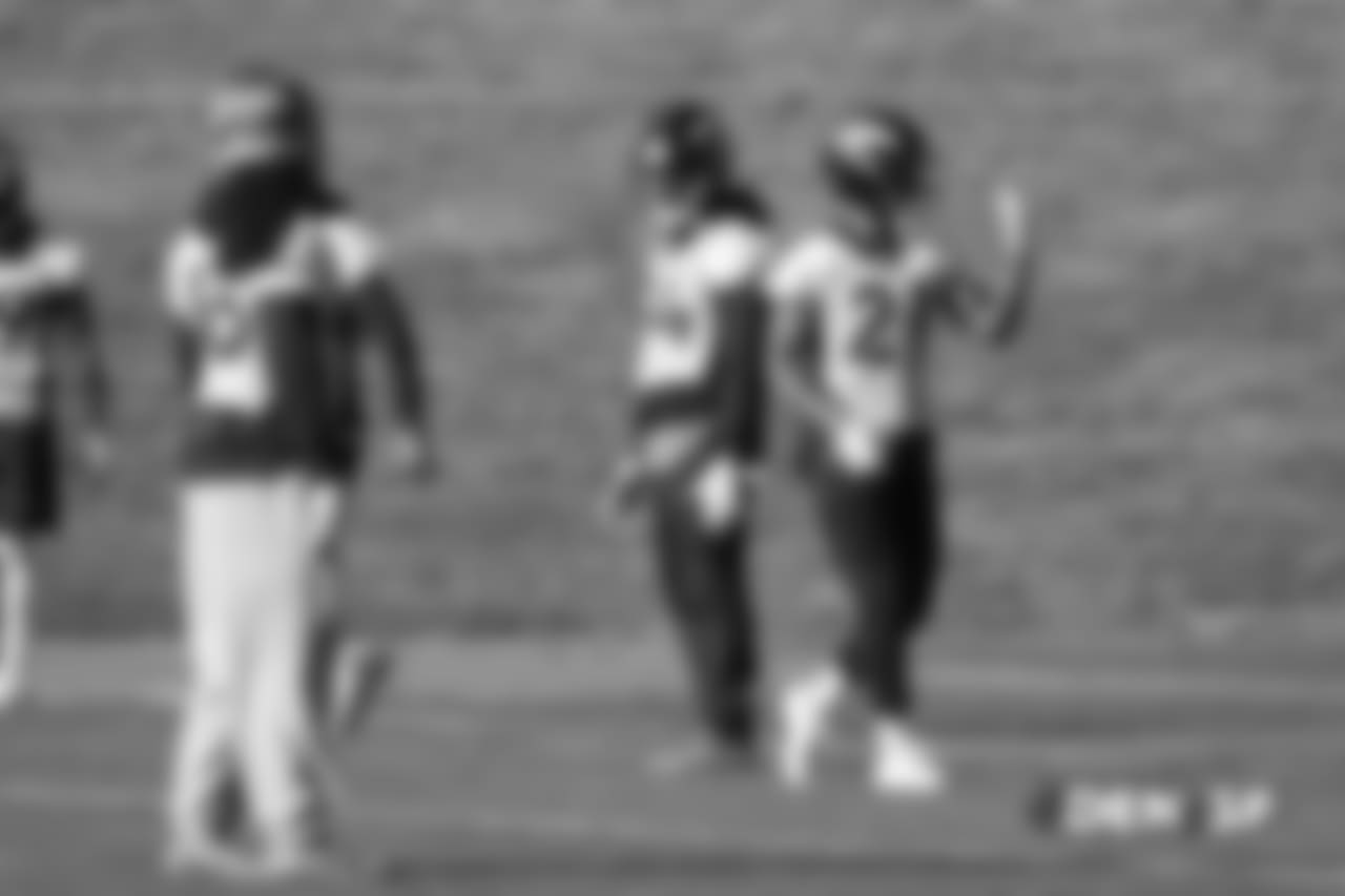 Brandon Marshall and Su'a Cravens during practice at UCHealth Training Center on December 7, 2018.
