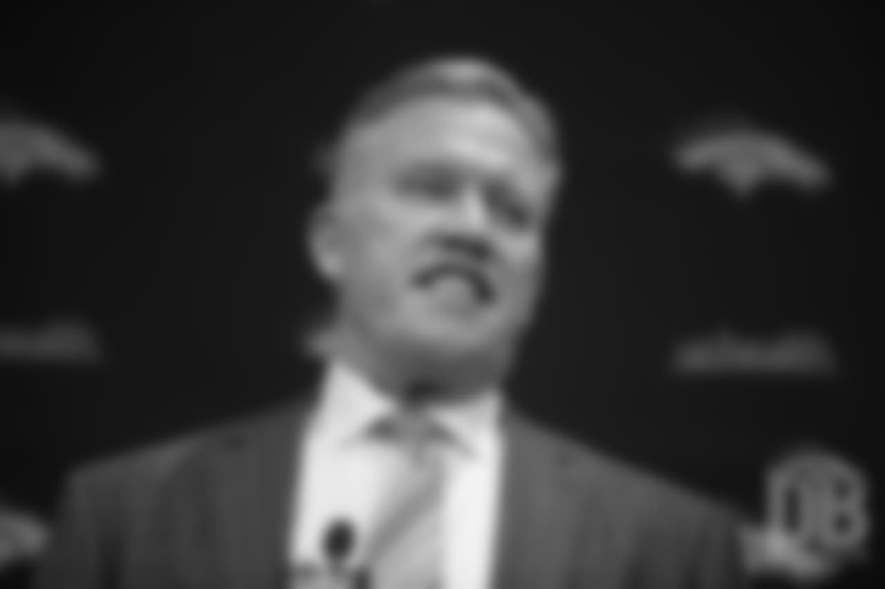 President of Football Operations/General Manager John Elway speaks at the press conference introducing Head Coach Vic Fangio on January 10, 2019.
Photo by Gabriel Christus