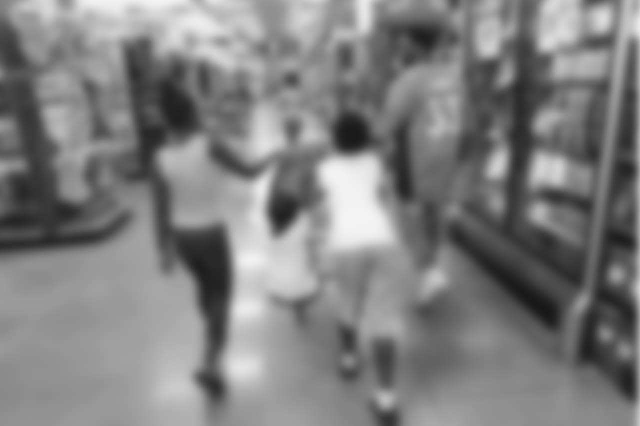 Running back De'Angelo Henderson Sr. (33) at the 2018 Back to School with the Broncos shopping spree on July 23, 2018. Each student received $100 for school supplies.