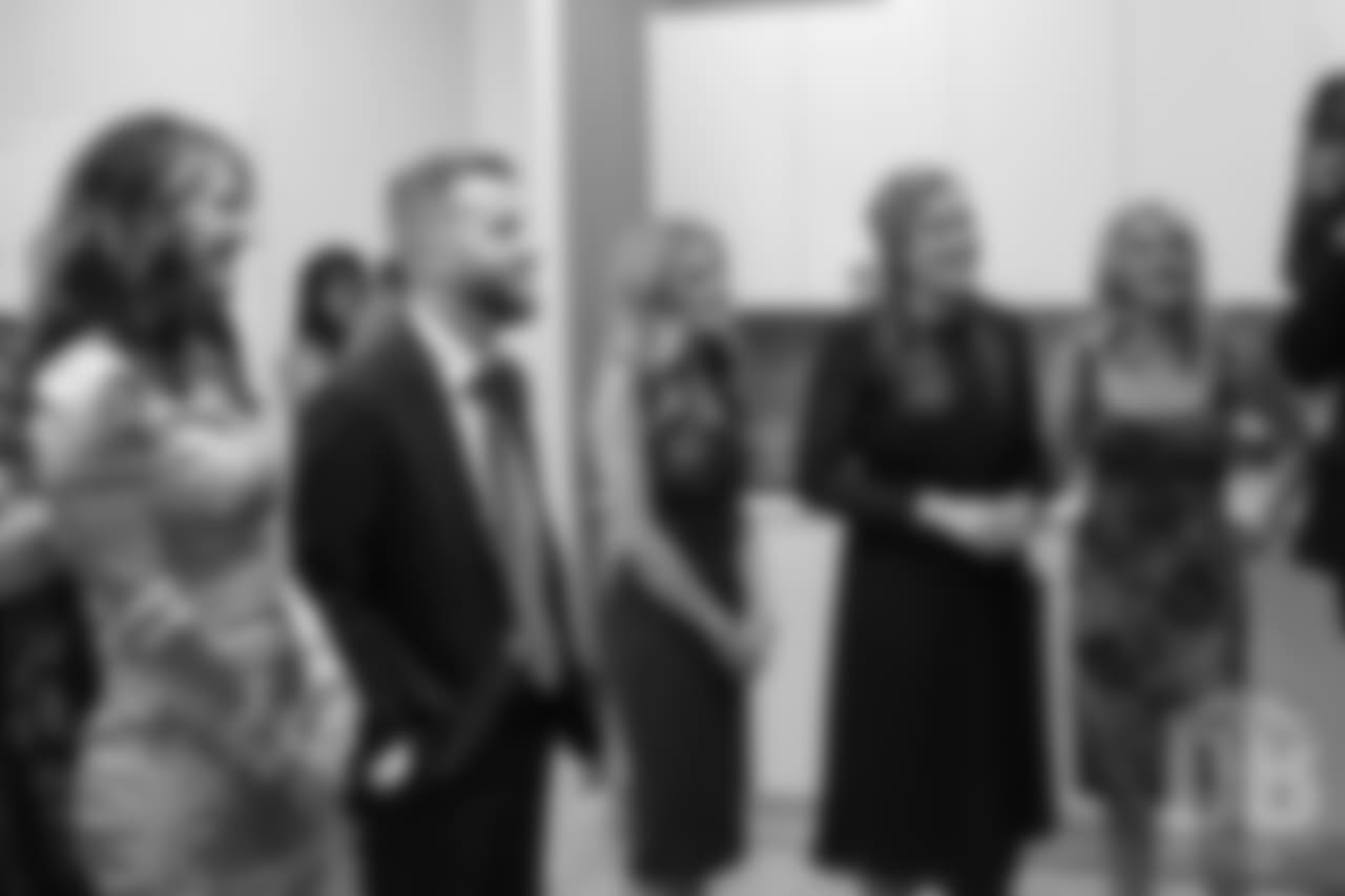 Beth Bowlen Wallace, Patrick Bowlen Jr., Annabel Bowlen, Brittany Bowlen and Christiana Bowlen after David Baker gave the news that Pat Bowlen was elected for enshrinement in the Pro Football Hall of Fame's Class of 2019 on February 2, 2019.