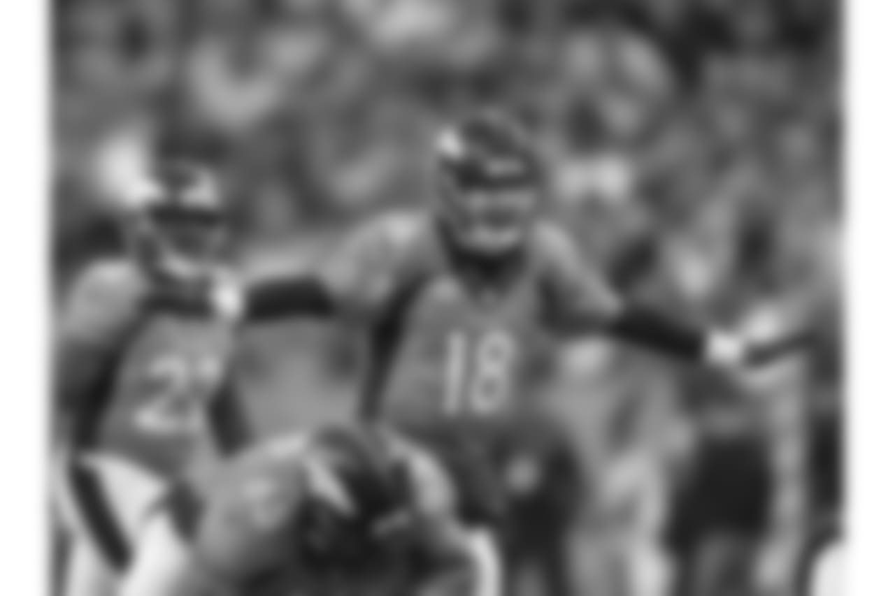 After missing multiple weeks while recovering from a foot injury Peyton Manning (18) returned to the field for the Broncos' season finale before their playoff push on Jan. 3, 2016.