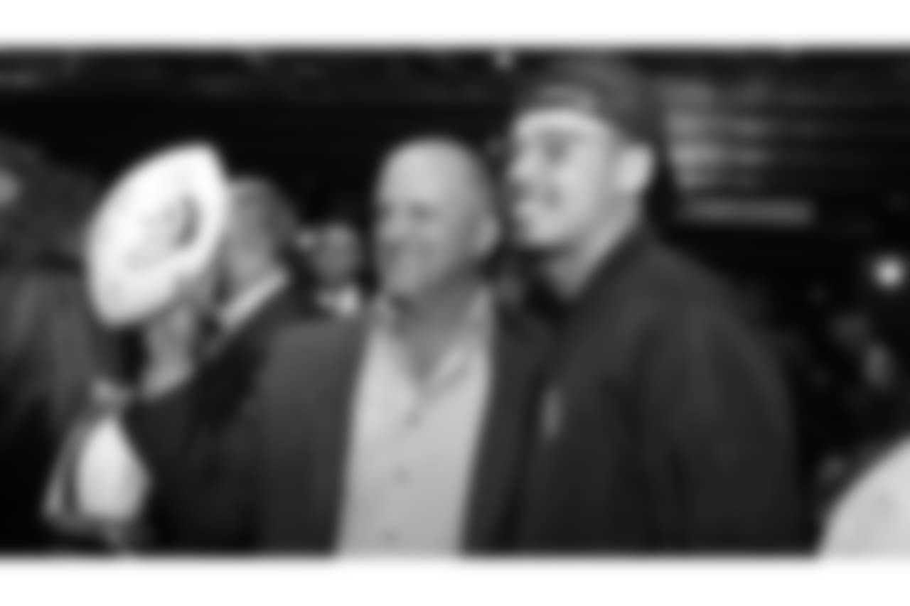 Justin Simmons poses with a guest during Von's Vision at Mile High Station in Denver on November 5, 2018.