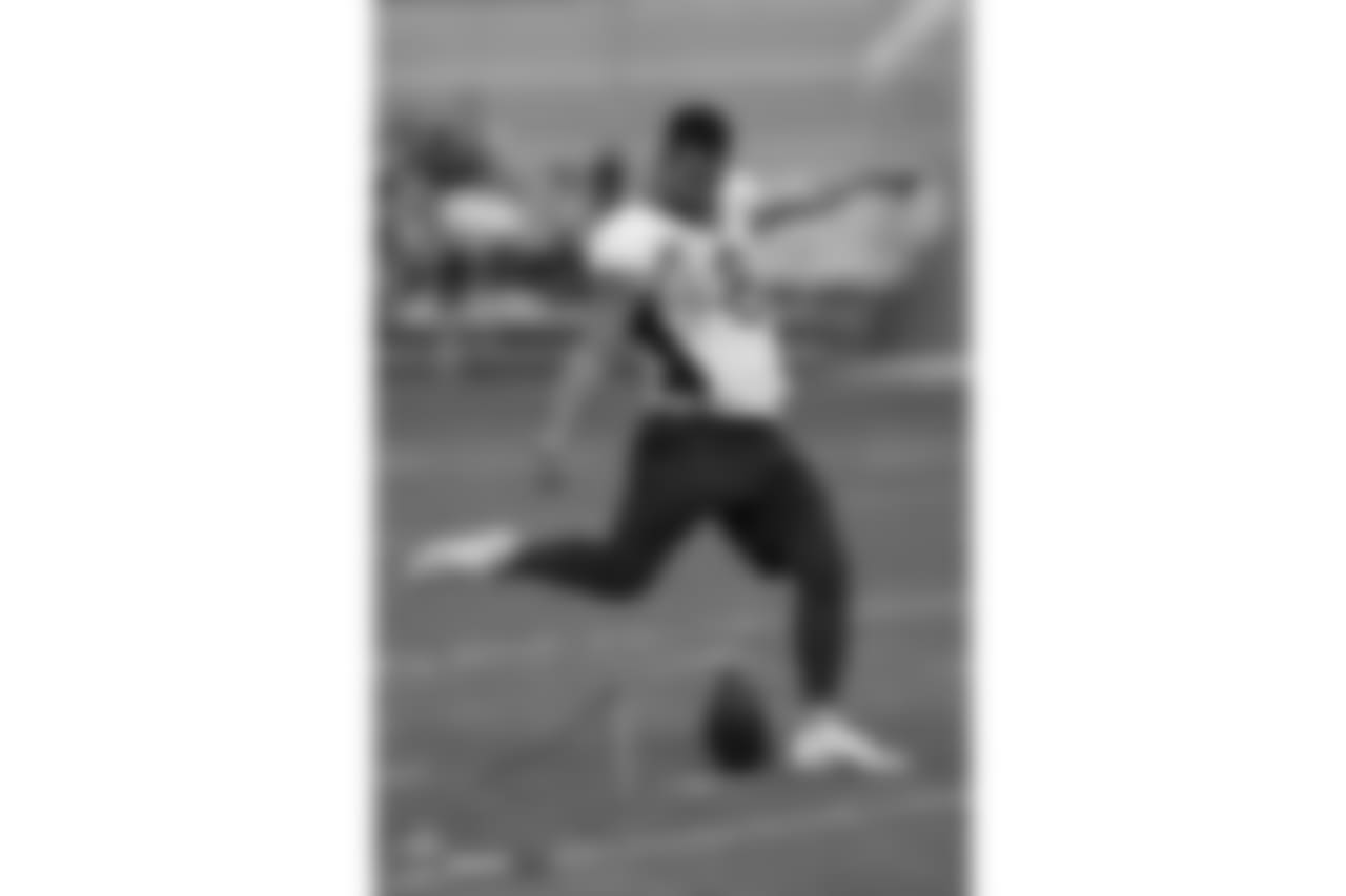 Kicker Brandon McManus (8) during the 10th day of training camp on August 8, 2018, at UCHealth Training Center.