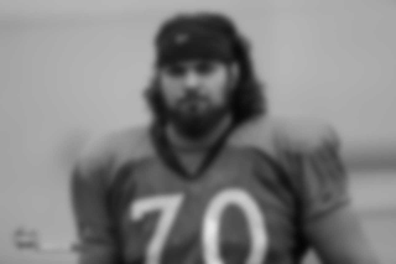 Guard Sam Jones (70) during the 10th day of training camp on August 8, 2018, at UCHealth Training Center.