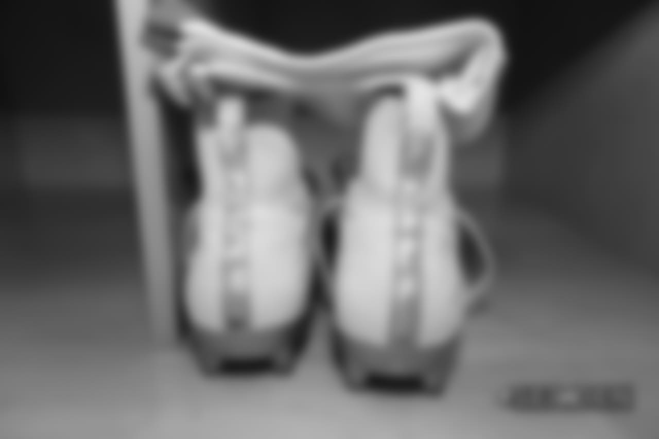 Jake Butt's cleats and socks in the locker room pregame before the Broncos' Week 1 game against the Seattle Seahawks at Broncos Stadium at Mile High on September 9, 2018.