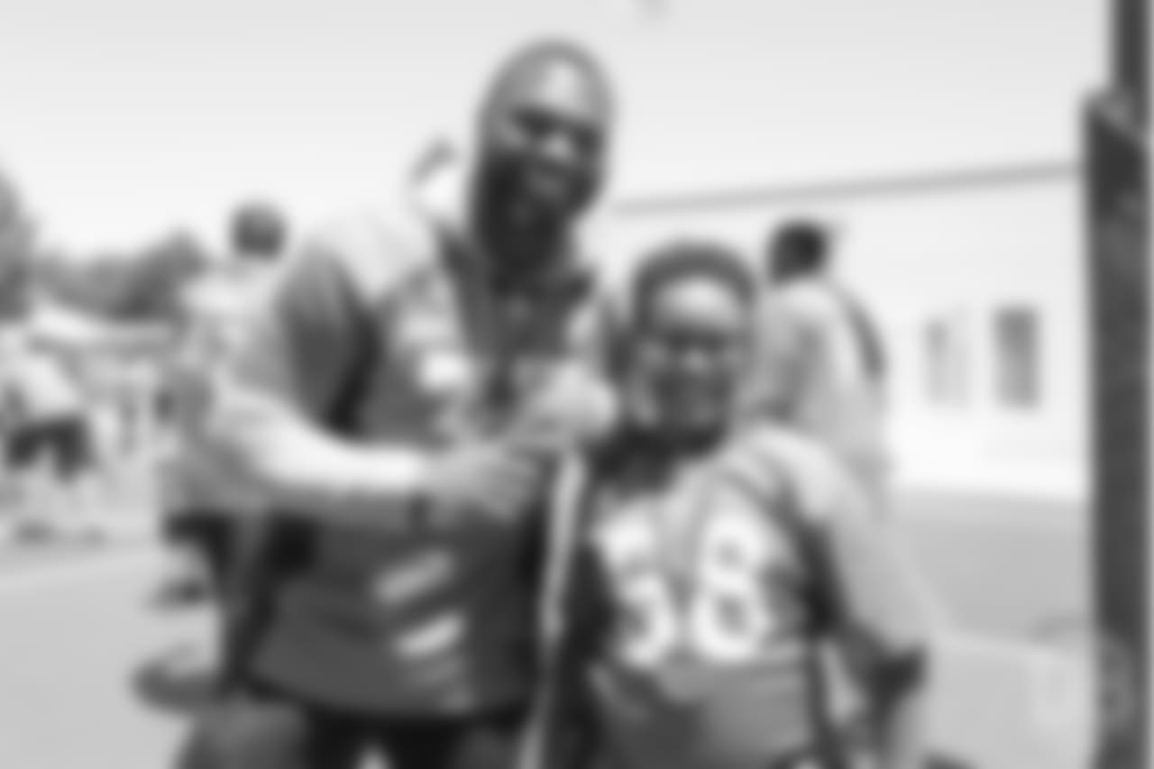 Running back Royce Freeman (37) poses for a photo at the Denver Broncos Boys & Girls Club at the Broncos' third annual Rookie Community Service Day on June 11, 2018.