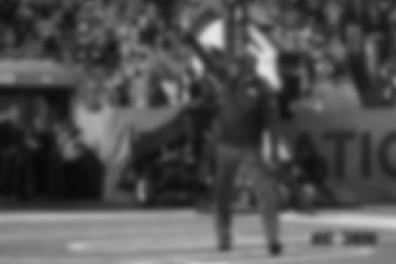 Ring of Fame former running back Floyd Little during the Ring of Fame recognition show at halftime during the game against the Kansas City Chiefs at Broncos Stadium at Mile High on October 1, 2018.