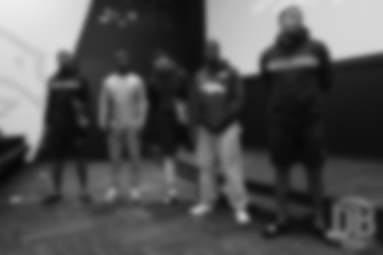during the Broncos' 2018 community awards announcement ceremony during a team meeting on December 6, 2018.