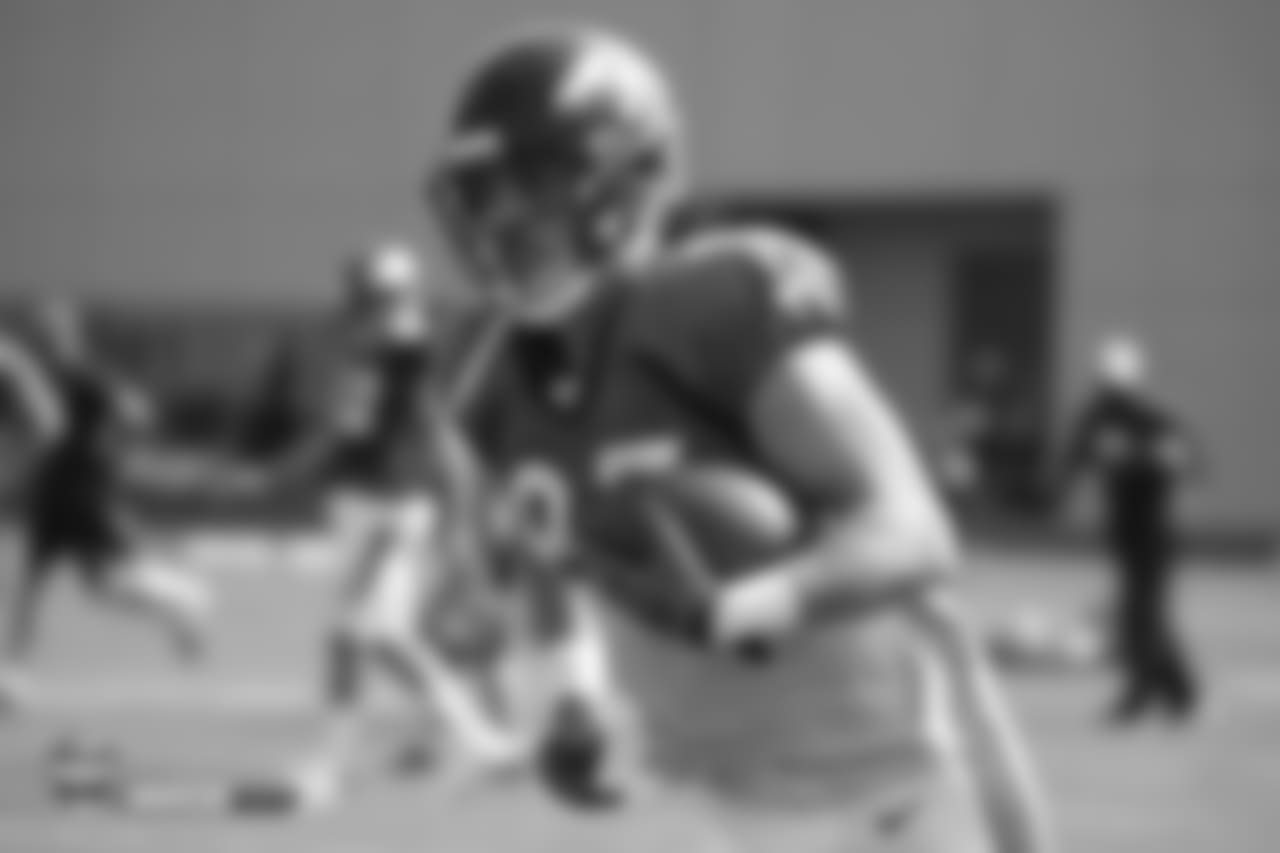 Tight end Matt LaCosse (83) during the ninth day of training camp on August 7, 2018, at UCHealth Training Center.