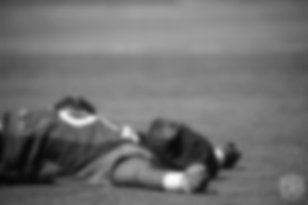 running back David Williams (36) relaxes before the ninth day of OTAs on June 6, 2018 at UCHealth Training Center.