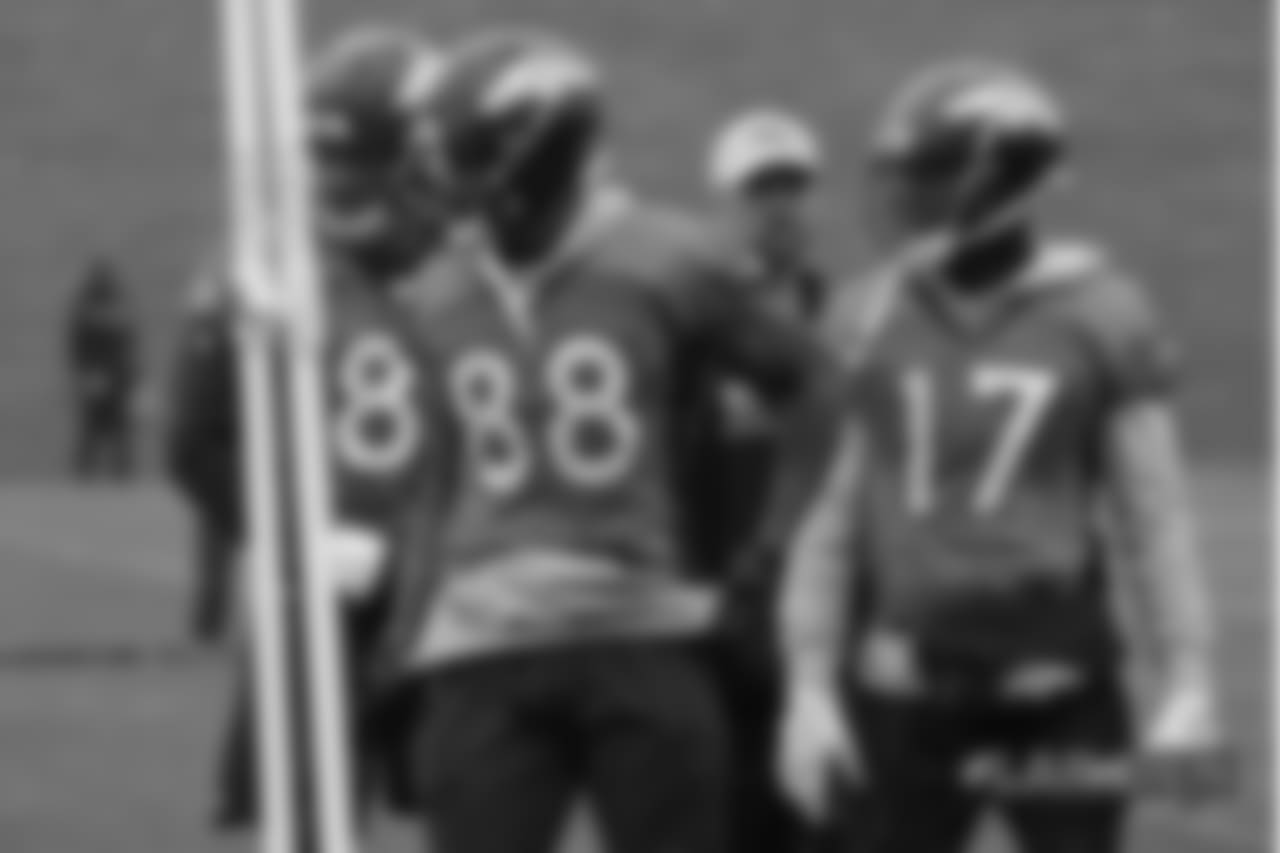 Demaryius Thomas at practice on October 10, 2018 at UCHealth Training Center.