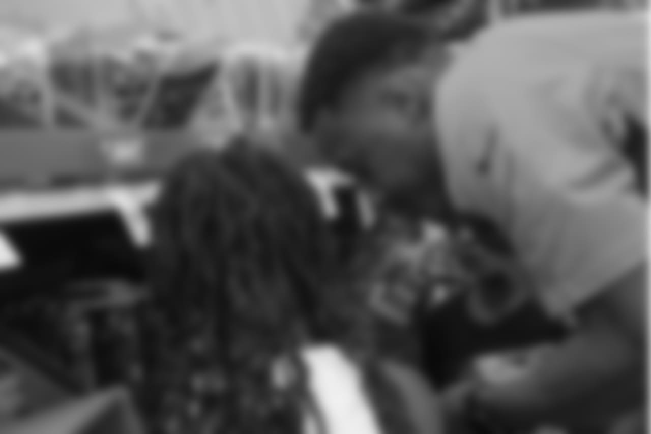 Wide receiver Courtland Sutton (14) at the 2018 Back to School with the Broncos shopping spree on July 23, 2018. Each student received $100 for school supplies.