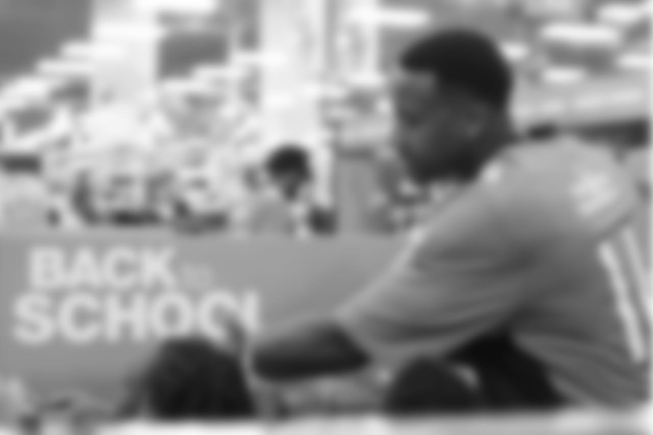 Wide receiver Courtland Sutton (14) at the 2018 Back to School with the Broncos shopping spree on July 23, 2018. Each student received $100 for school supplies.