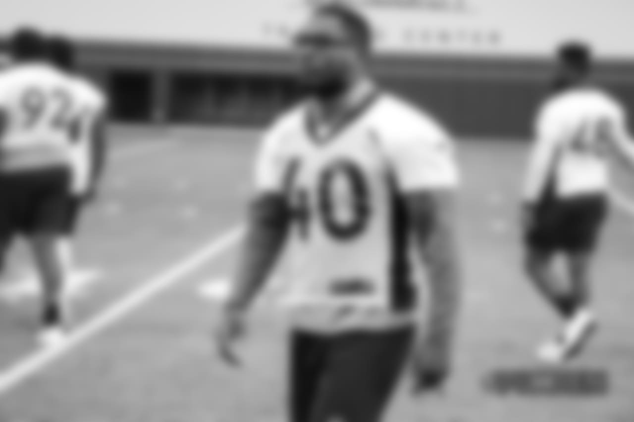 Keishawn Bierria during a Saturday walkthrough on Nov. 24, 2018 at Pat Bowlen Fieldhouse.