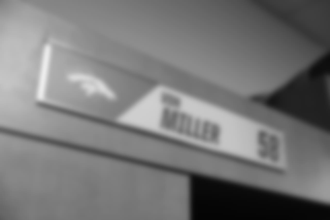 Von Miller's nameplate in the locker room at the 2019 Pro Bowl at Camping World Stadium in Orlando, Florida, on January 27, 2019.