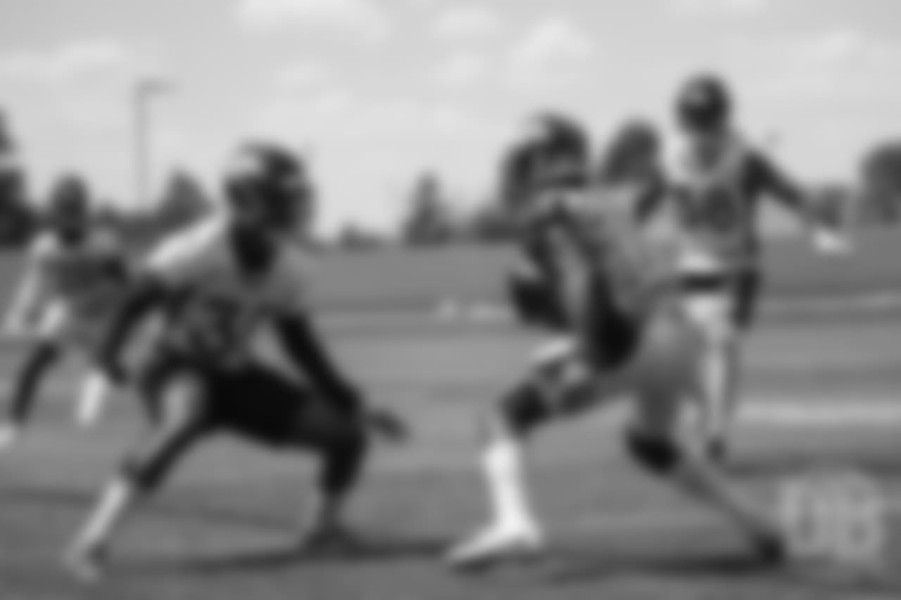 during practice at the eighth day of OTAs on June 5, 2018.