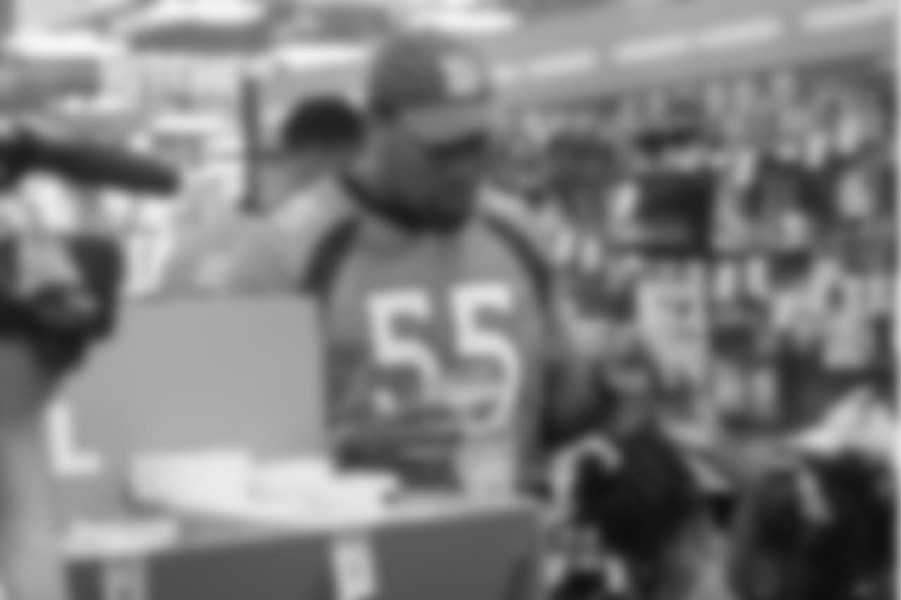 Outside linebacker Bradley Chubb (55) at the 2018 Back to School with the Broncos shopping spree on July 23, 2018. Each student received $100 for school supplies.