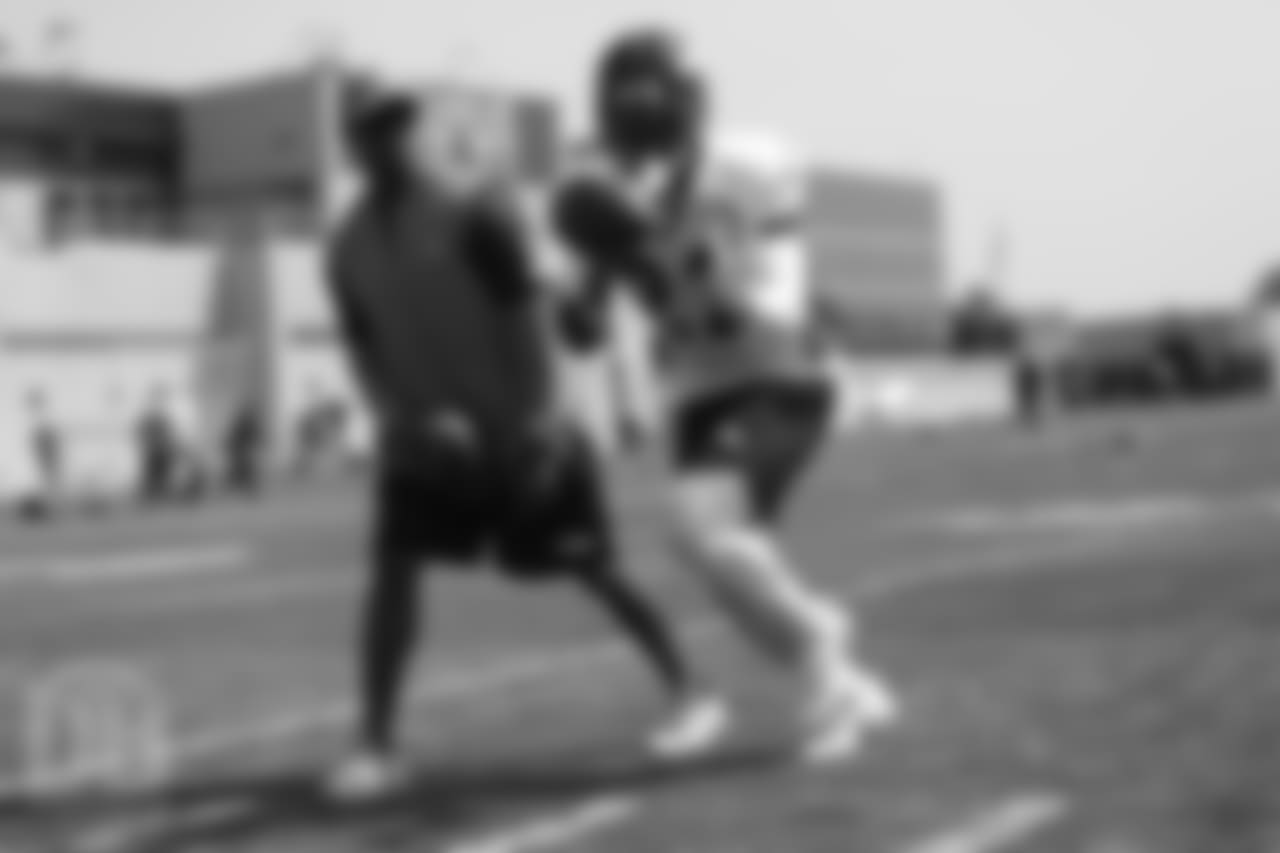 Cornerback Tramaine Brock (22) and Defensive Backs Coach Greg Williams during a practice at UCHealth Training Center on Aug. 13, 2018.