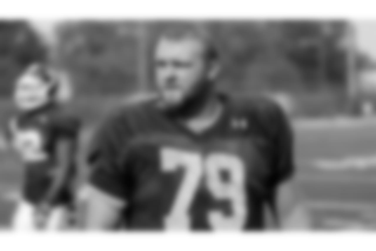Temple offensive lineman Kyle Friend waits to speaks with members of the media at the NCAA college football team's practice facility, Tuesday, Oct. 27, 2015, in Philadelphia. (AP Photo/Matt Rourke)