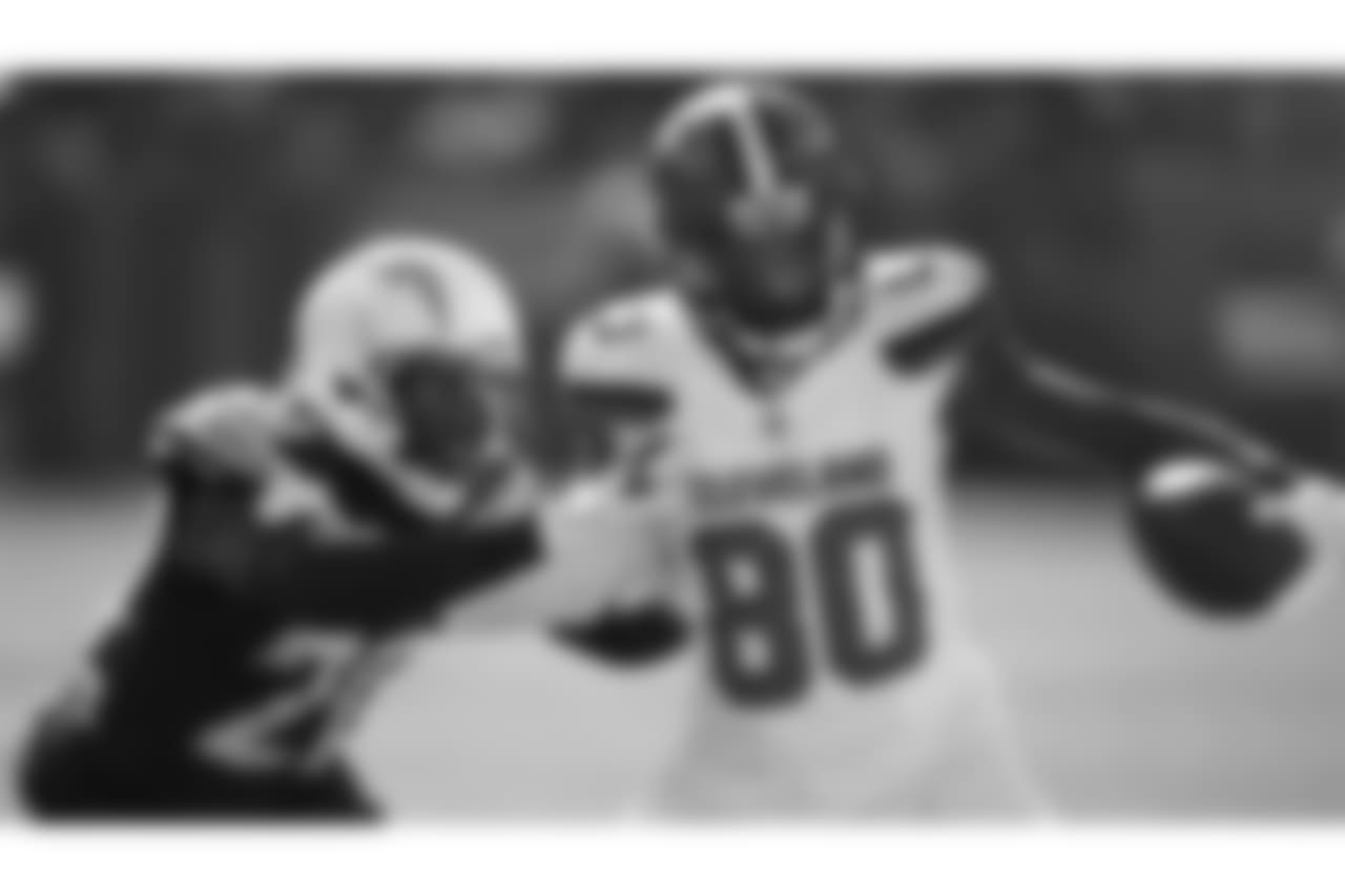 Cleveland Browns wide receiver Jarvis Landry (80) rushes against Los Angeles Chargers defensive back Desmond King (20) in the first half during an NFL football game, Sunday, Oct. 14, 2018, in Cleveland. (AP Photo/Ron Schwane)