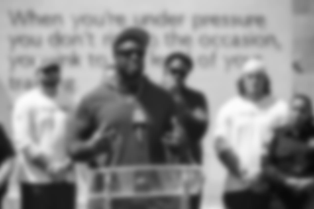 TAMPA, FL - SEPTEMBER 18, 2018 - Defensive Tackle Gerald McCoy #93 during the launch of the Tampa Bay Buccaneers Social Justice Initiative at the Tampa Police Department Citizens Academy in Tampa, FL. Photo By Kyle Zedaker/Tampa Bay Buccaneers