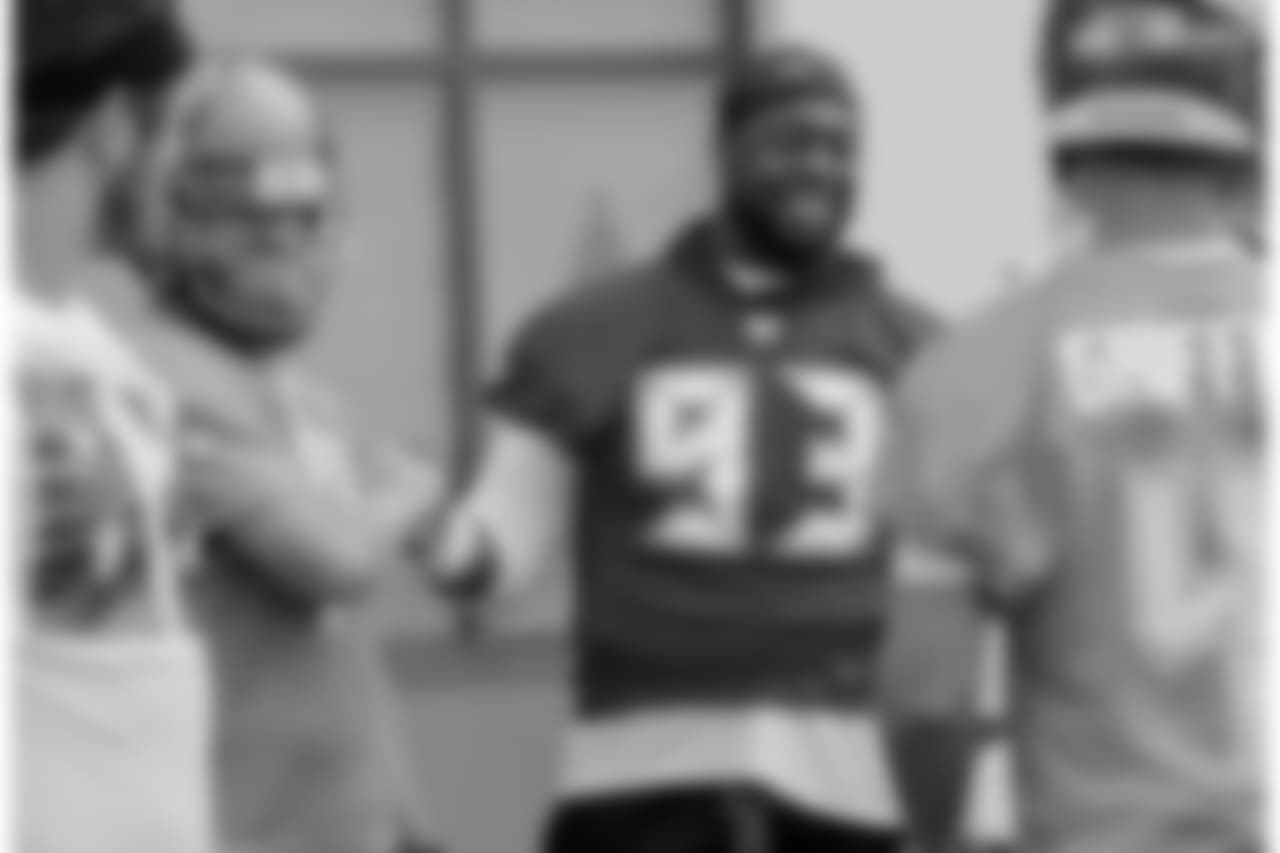 TAMPA, FLORIDA - MAY 22, 2018: Defensive Tackle Gerald McCoy #93 of the Tampa Bay Buccaneers during OTA practice at One Buccaneer Place. (Photo by Mike Carlson/Tampa Bay Buccaneers)