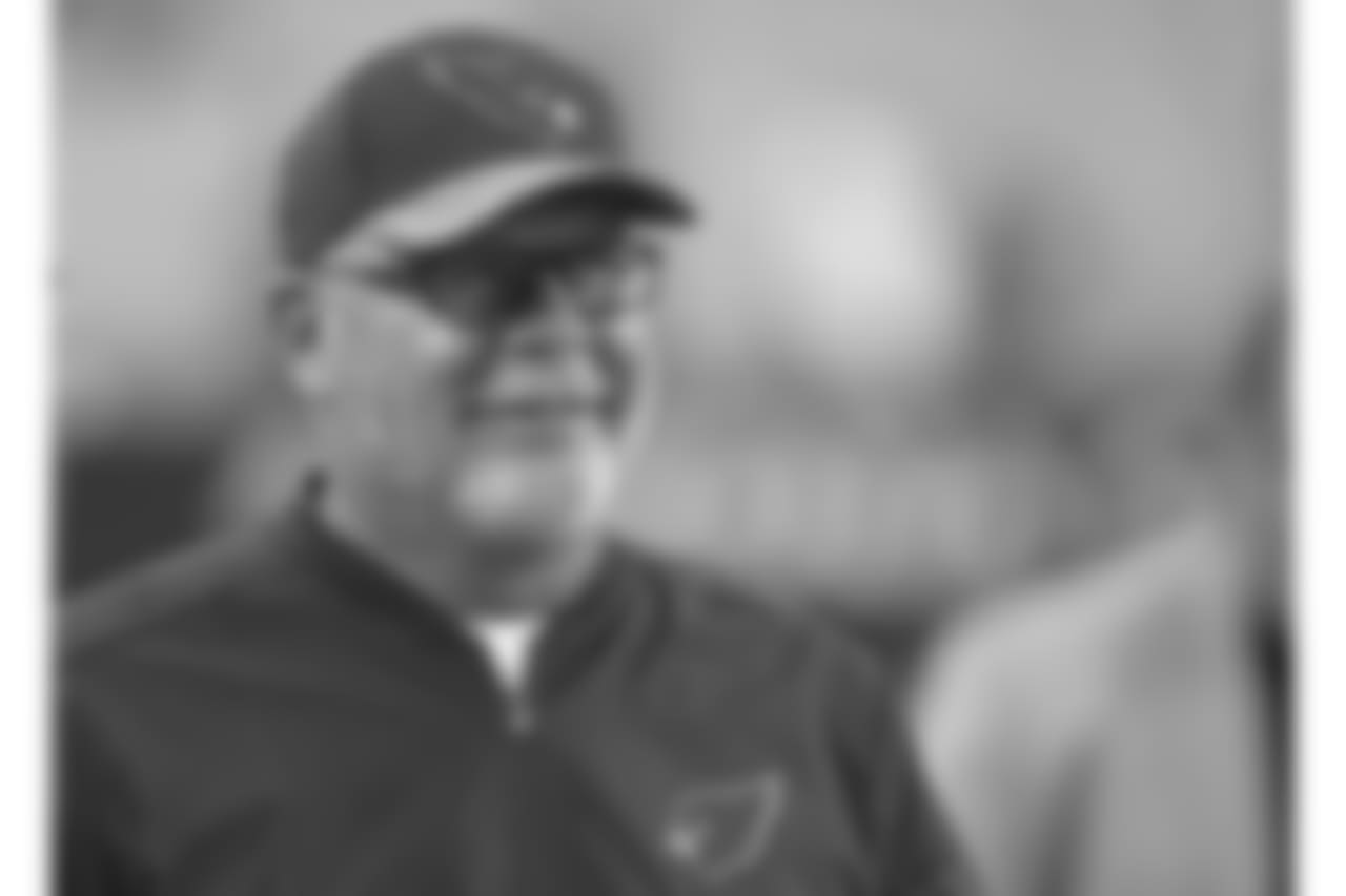 FILE - In this Aug. 12, 2016 file photo, Arizona Cardinals head coach Bruce Arians smiles as he paces the sidelines prior to an NFL preseason football game against the Oakland Raiders in Glendale, Ariz. John Elway, Bruce Arians and Tom Coughlin have been added to the NFL’s powerful competition committee, a person familiar with the appointments tells The Associated Press, Thursday, Aug. 25, 2016. (AP Photo/Ross D. Franklin, File)