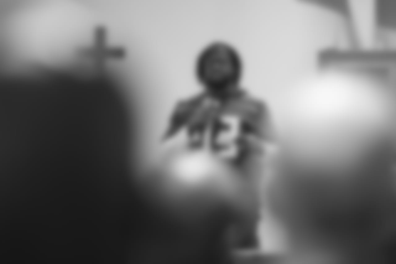 ZEPHYRHILLS, FL - DECEMBER 04, 2018 - Defensive Tackle Gerald McCoy #93 during the Buccaneers Social Justice Program visit at Zephyrhills Correctional Institution in Zephyrhills, FL. Photo By Kyle Zedaker/Tampa Bay Buccaneers