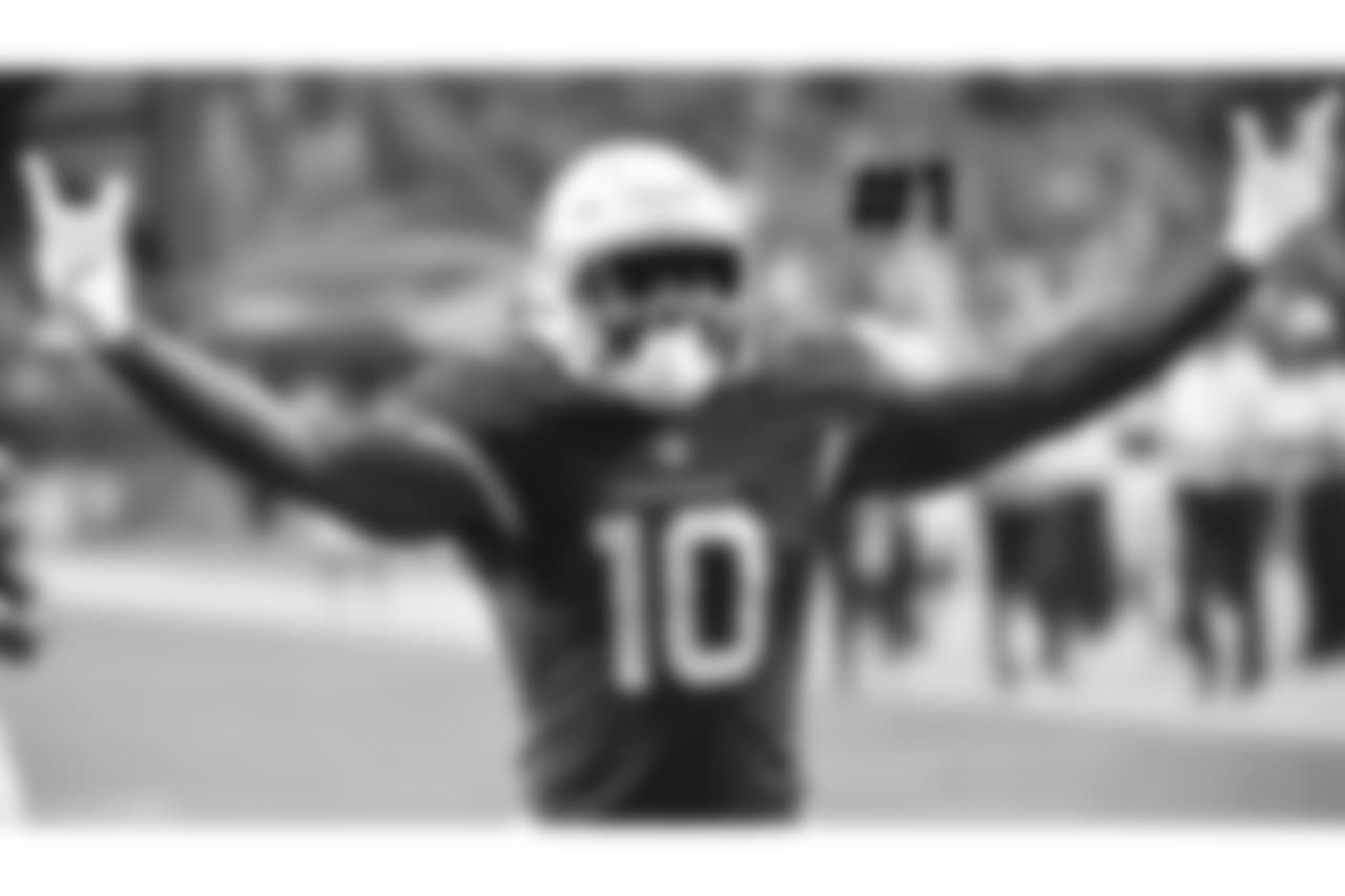 1\. WR Chad Williams celebrates his touchdown catch