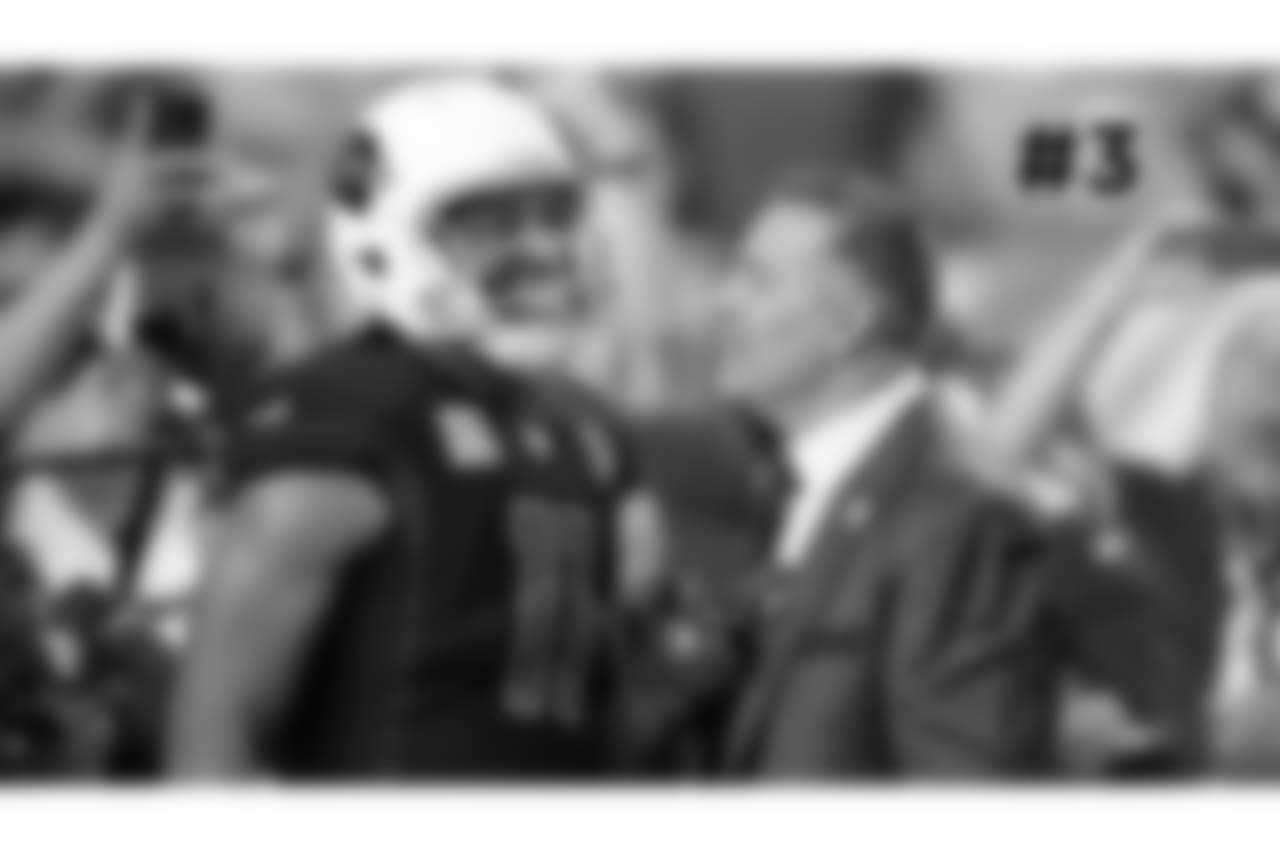 3\. WR Larry Fitzgerald catches up with former Cardinals QB and current NFL Network commentator Kurt Warner