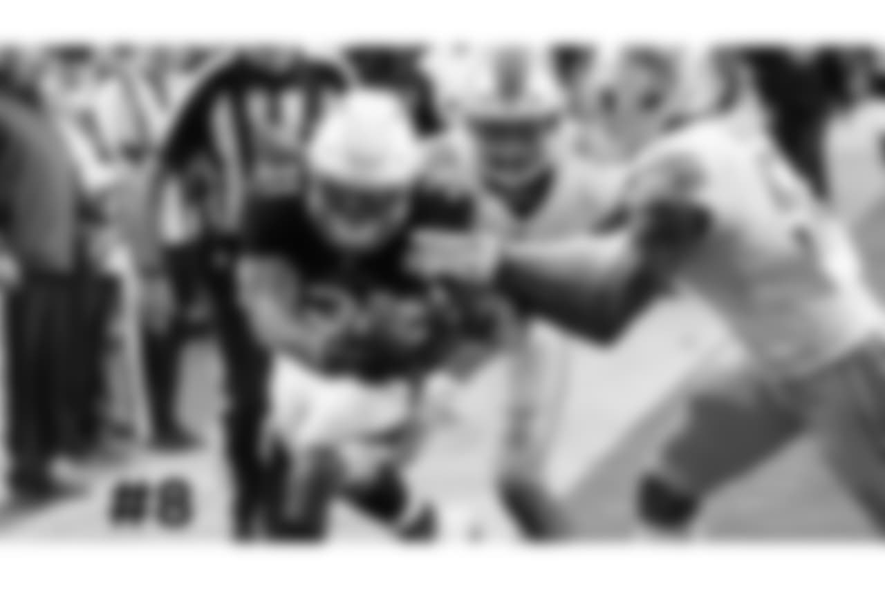 8\. RB David Johnson stretches out near the goal-line