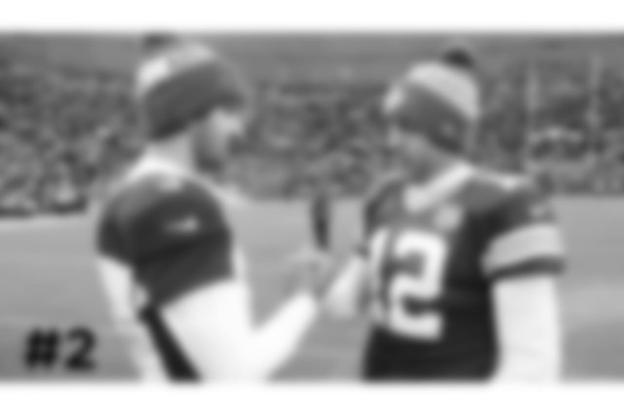 2\. QB Josh Rosen meets up with Packers QB Aaron Rodgers after the game