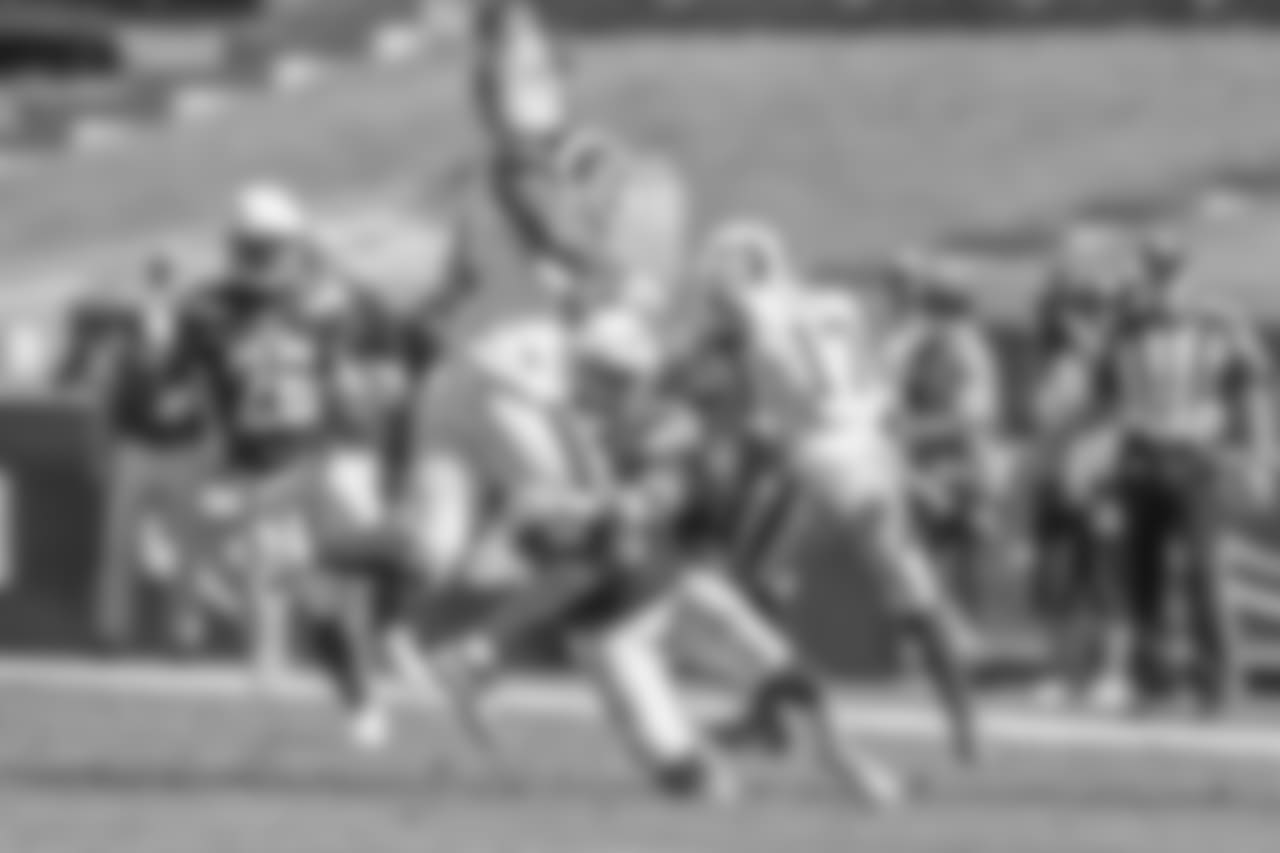 Jahleel Addae makes a tackle during the Bolts' matchup against the LA Rams at the LA Memorial Coliseum.