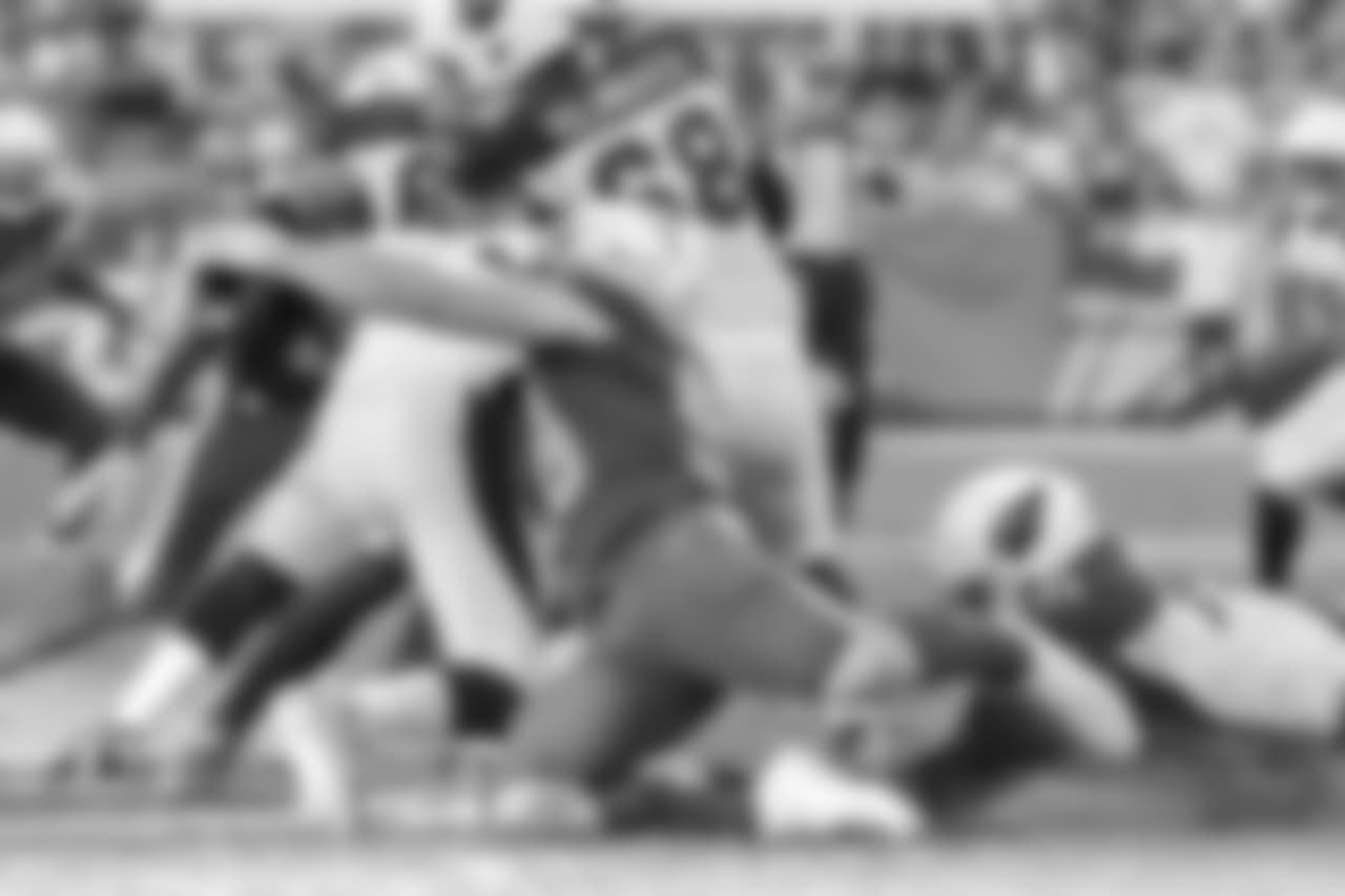 Joey Bosa records his second sack of Cardinals QB Josh Rosen during the Week 12 matchup against the Arizona Cardinals at ROKiT Field at StubHub Center.