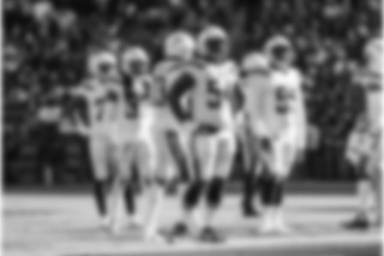 Chargers defense on the field during the Wild Card matchup against the Baltimore Ravens at M&T Bank Stadium.