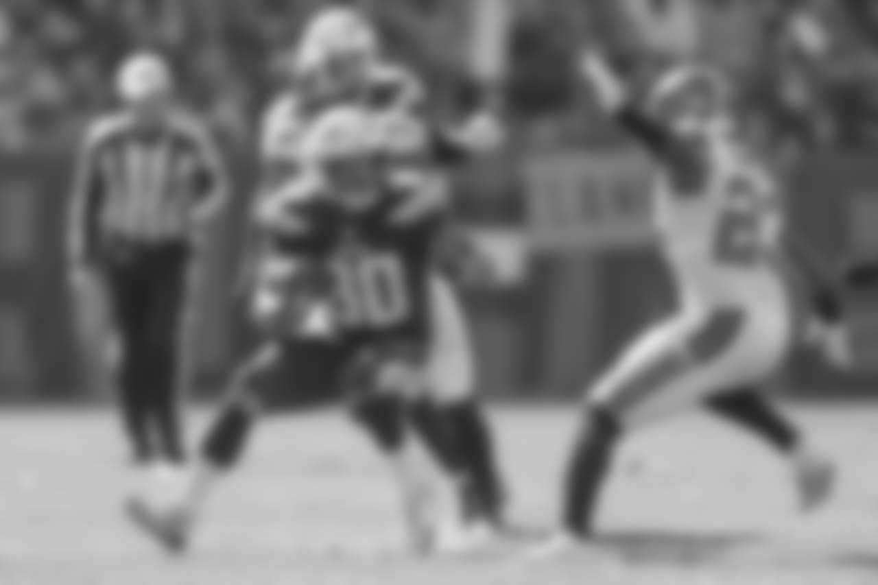 Austin Ekeler runs downfield during the Week 6 matchup against the Browns.