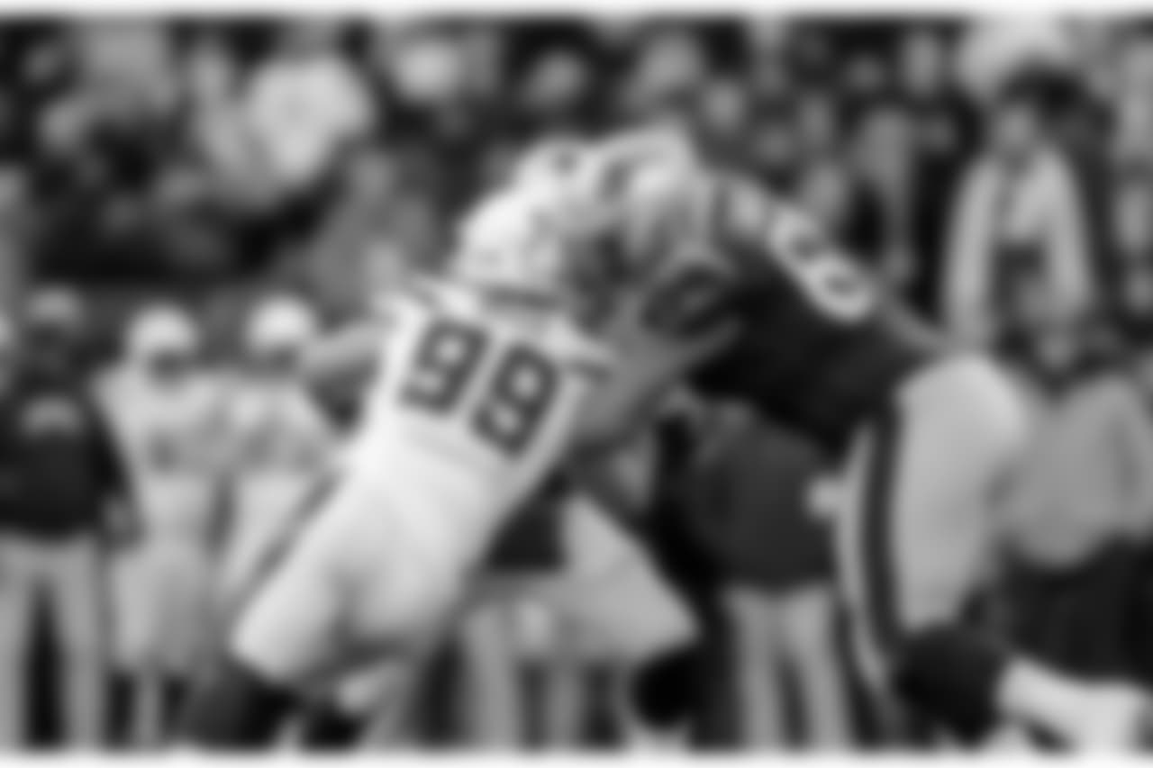 Joey Bosa during the Divisional Round matchup against the New England Patriots at Gillette Stadium.