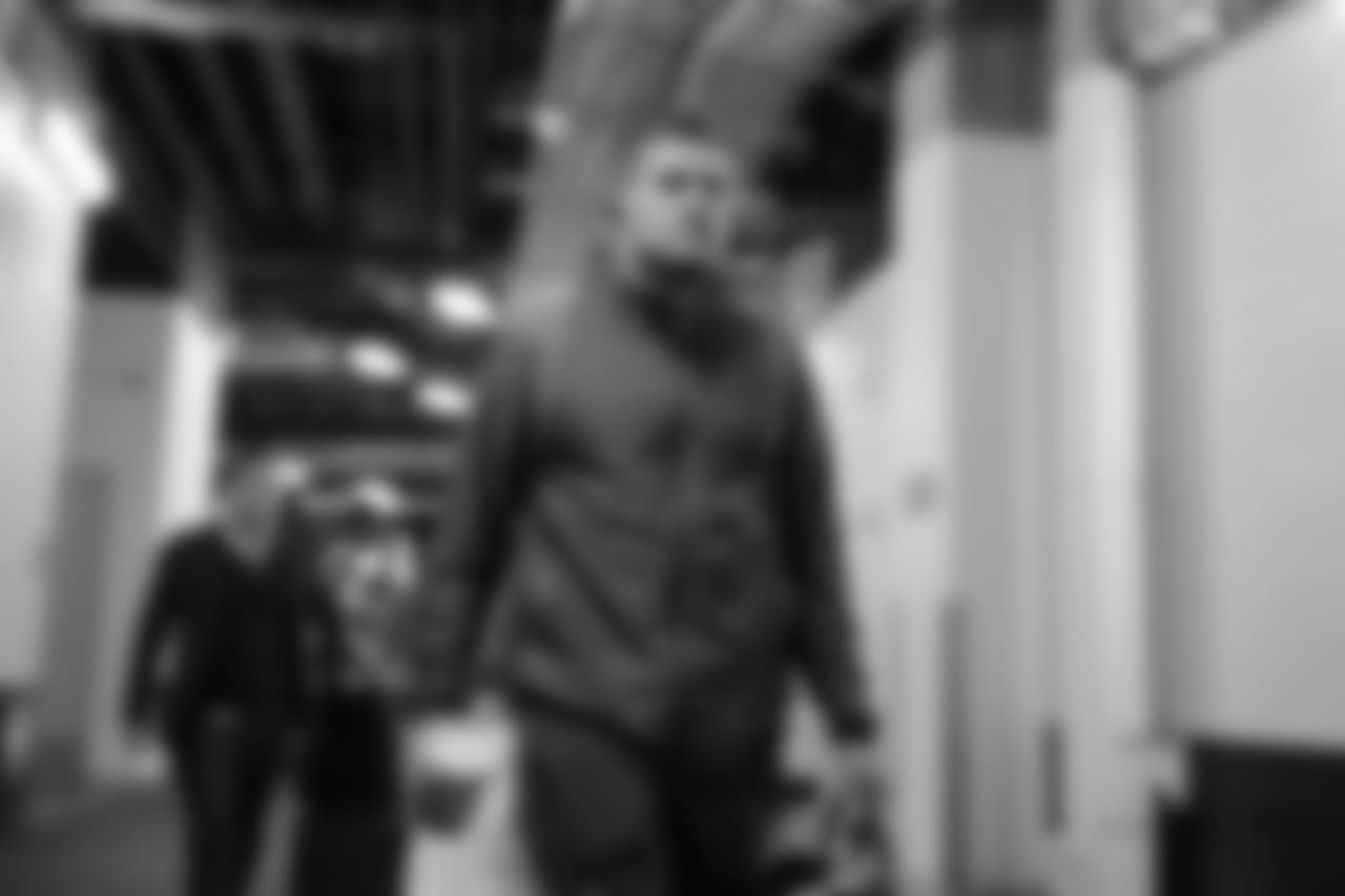 Derek Watt arrives at Broncos Stadium at Mile High before the Week 17 contest against the Denver Broncos.