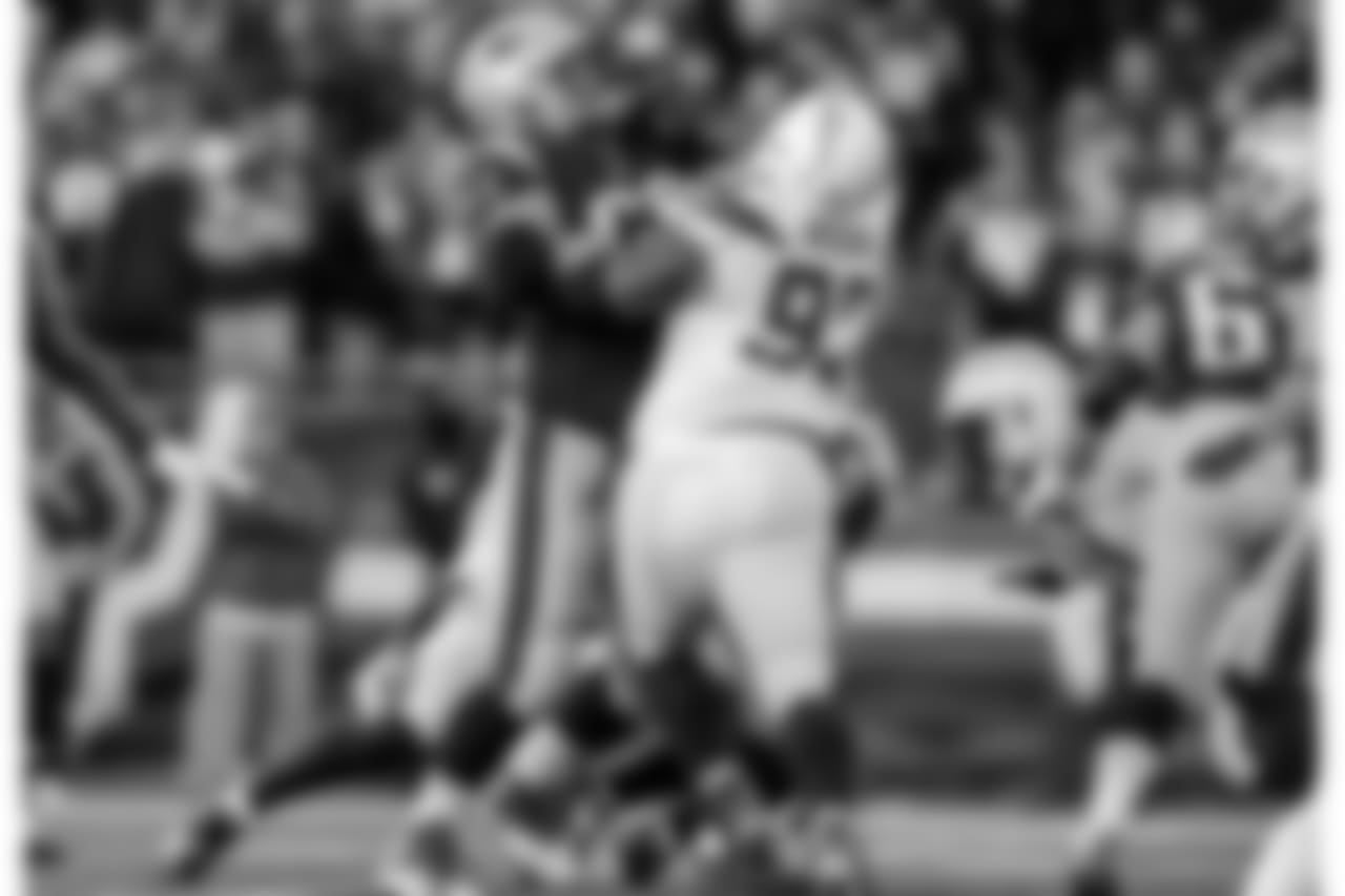 Brandon Mebane during the Divisional Round matchup against the New England Patriots at Gillette Stadium.