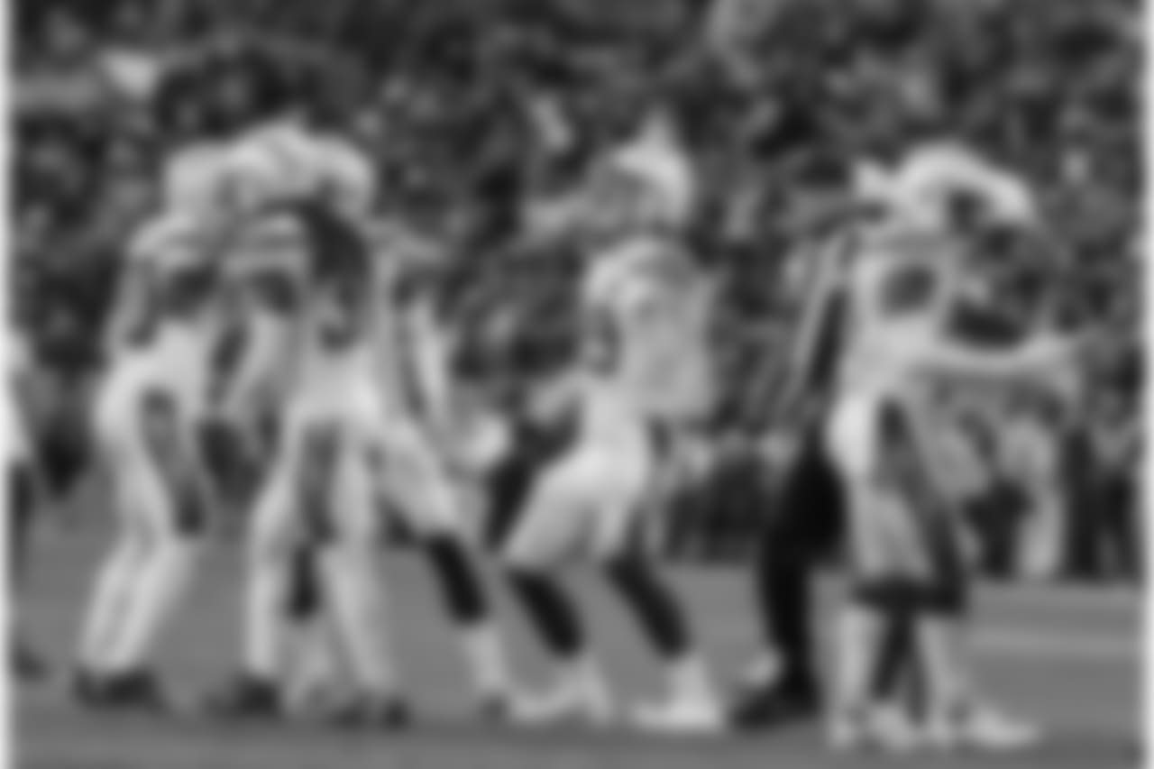 Joey Bosa celebrates sacking Broncos QB Case Keenum during the Week 17 contest against the Denver Broncos.