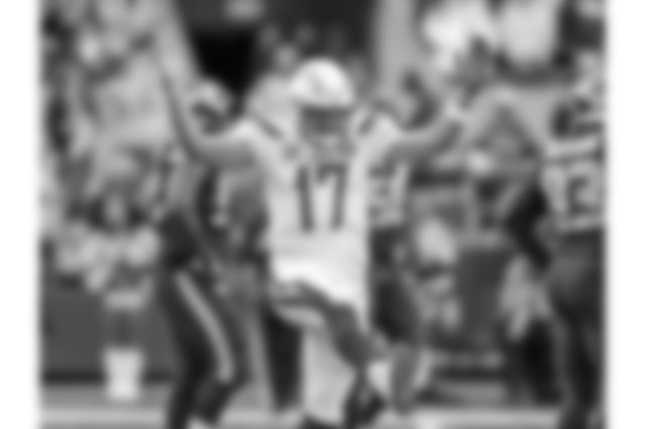 Philip Rivers celebrates a touchdown during the Week 9 contest against the Seattle Seahawks at CenturyLink Field.