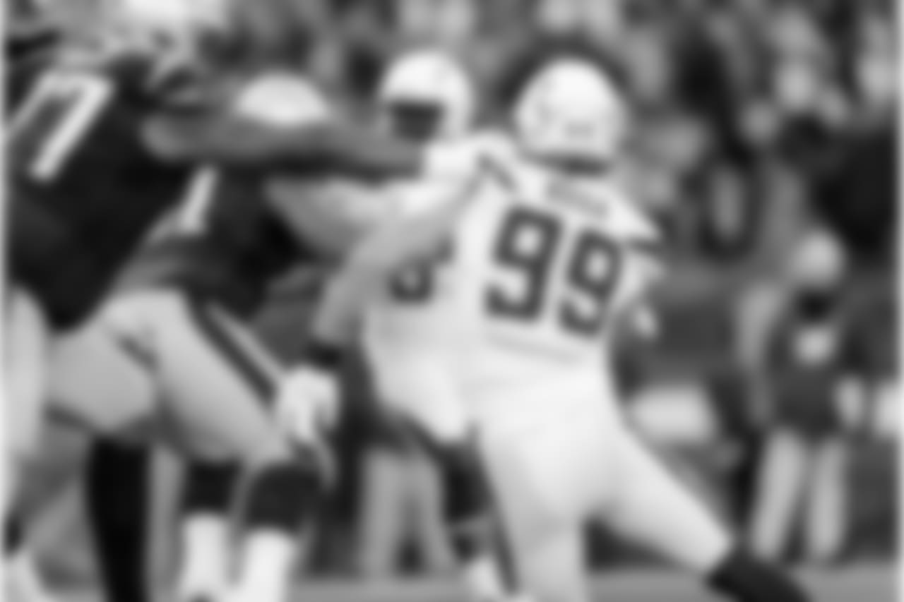 Joey Bosa during the Divisional Round matchup against the New England Patriots at Gillette Stadium.