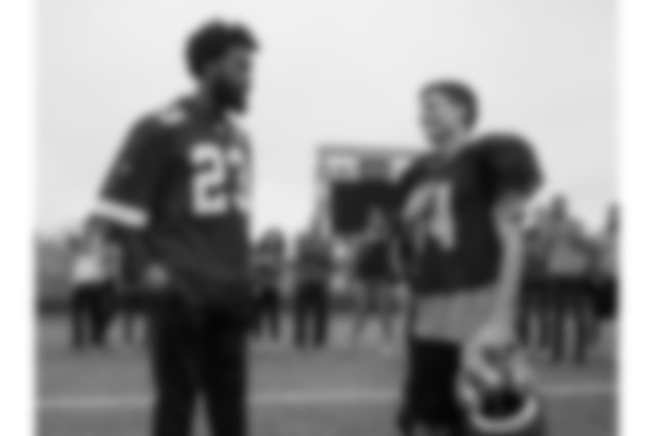Graham McMorrow, a senior football player with cerebral palsy and kidney disease at Liberty High School, was surprised with tickets to Super Bowl LIII by Kansas City Chiefs cornerback Kendall Fuller on Tuesday,, October 30, 2018.
