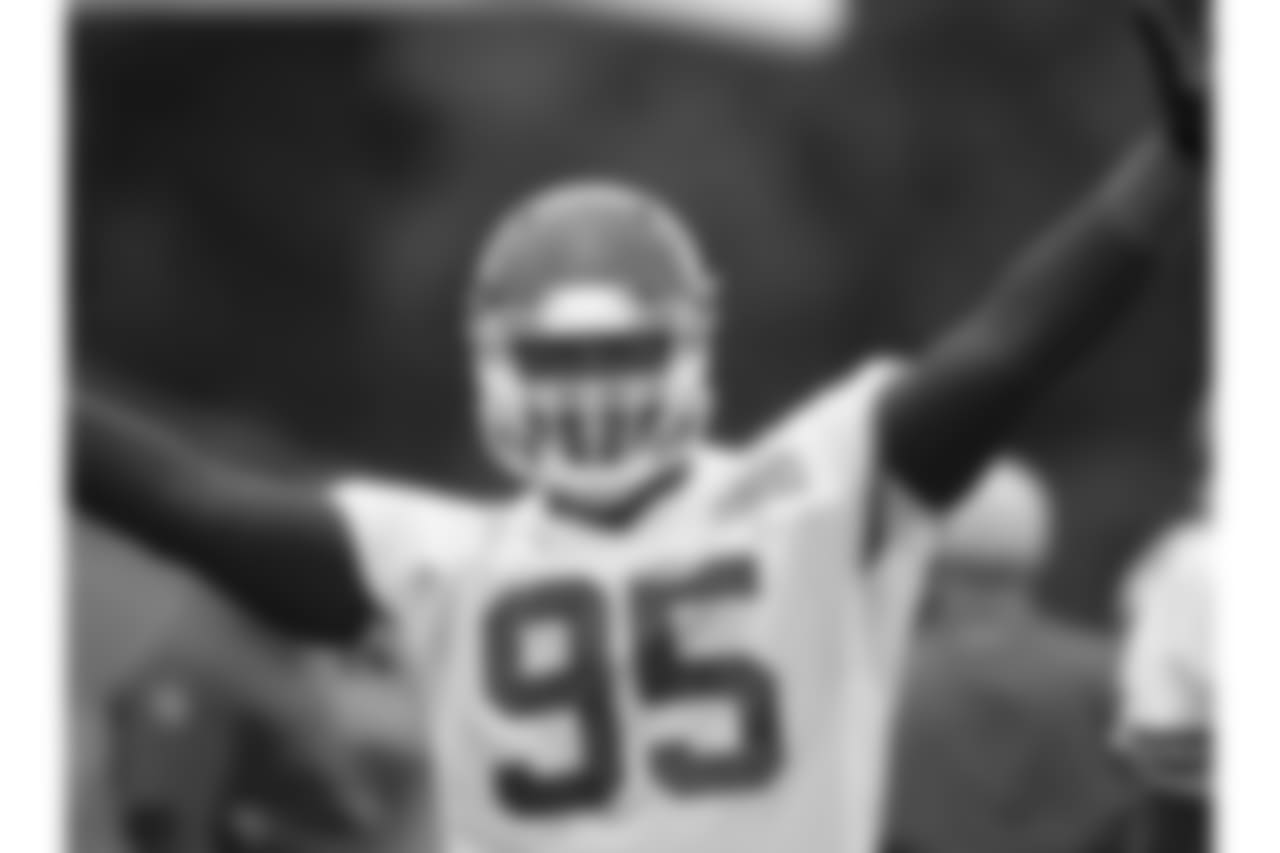 Kansas City Chiefs defensive tackle Chris Jones (95) during practice on 8/7/18 at Chiefs Training Camp at Missouri Western State University in St. Joseph, Missouri.